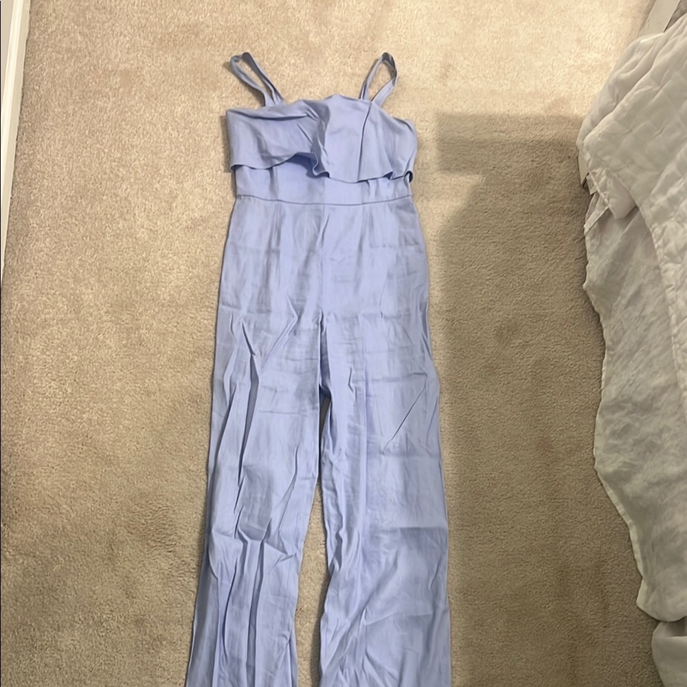 ANTONIO MELANI Blue Wide-Leg Jumpsuit with Vertical Details
